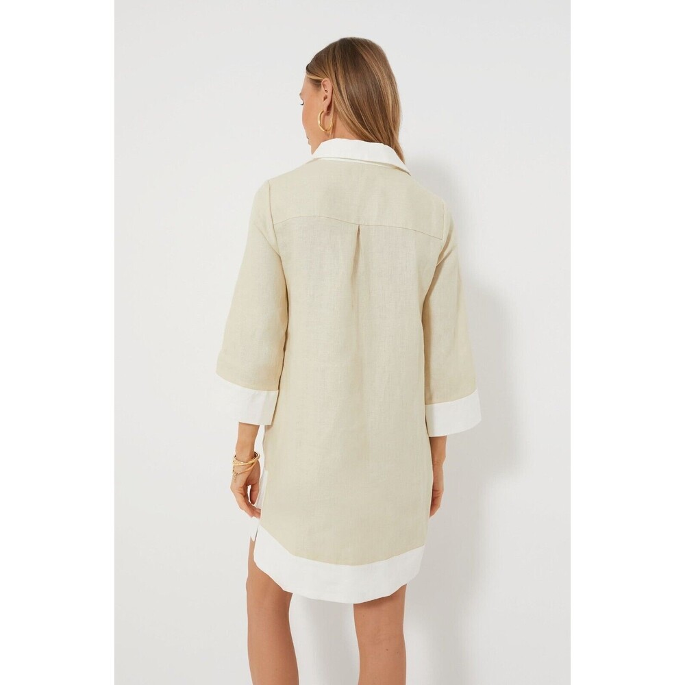 Tuckernuck Cream and White Linen-Blend Tunic Dress - Picture 2 of 7
